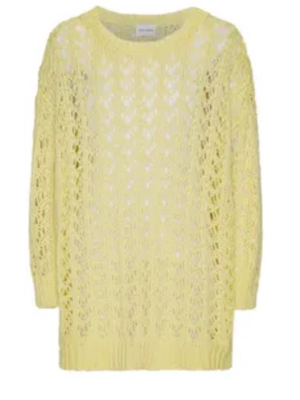 American Dream Pale Yellow Open-Knit Crewneck Sweater